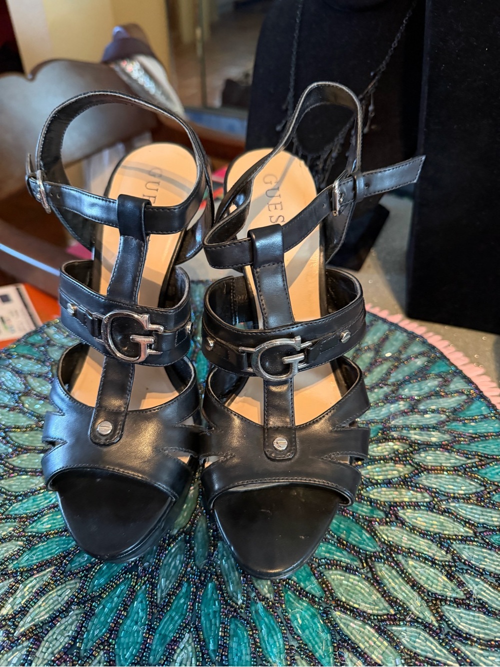 Cute Vintage G by Guess Platform Strappy Heels